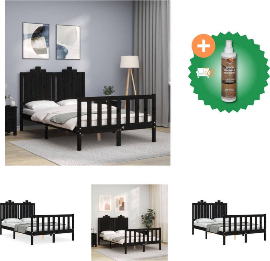 VidaXL Bedframe Massief grenenhout 195.5 x 125.5 x 110 cm Functioneel hoofd- en voeteneinde Bed Inclusief Houtreiniger en verfrisser