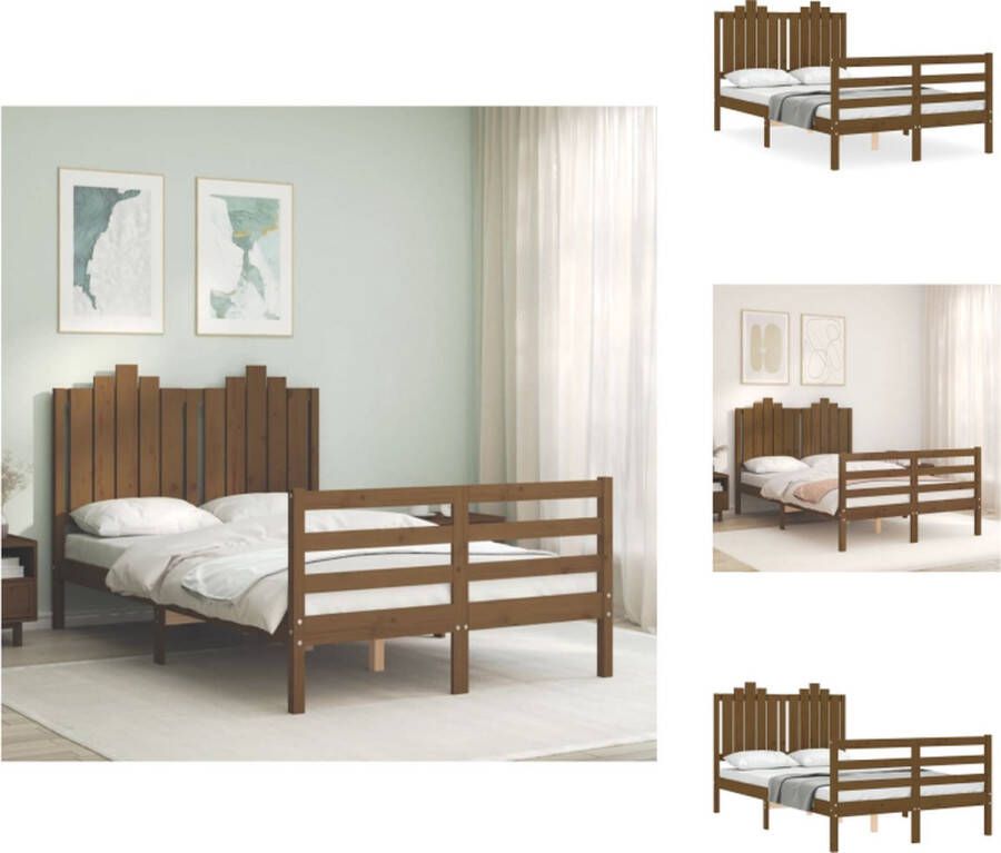 vidaXL Bedframe massief grenenhout 195.5 x 125.5 x 110 cm honingbruin Bed