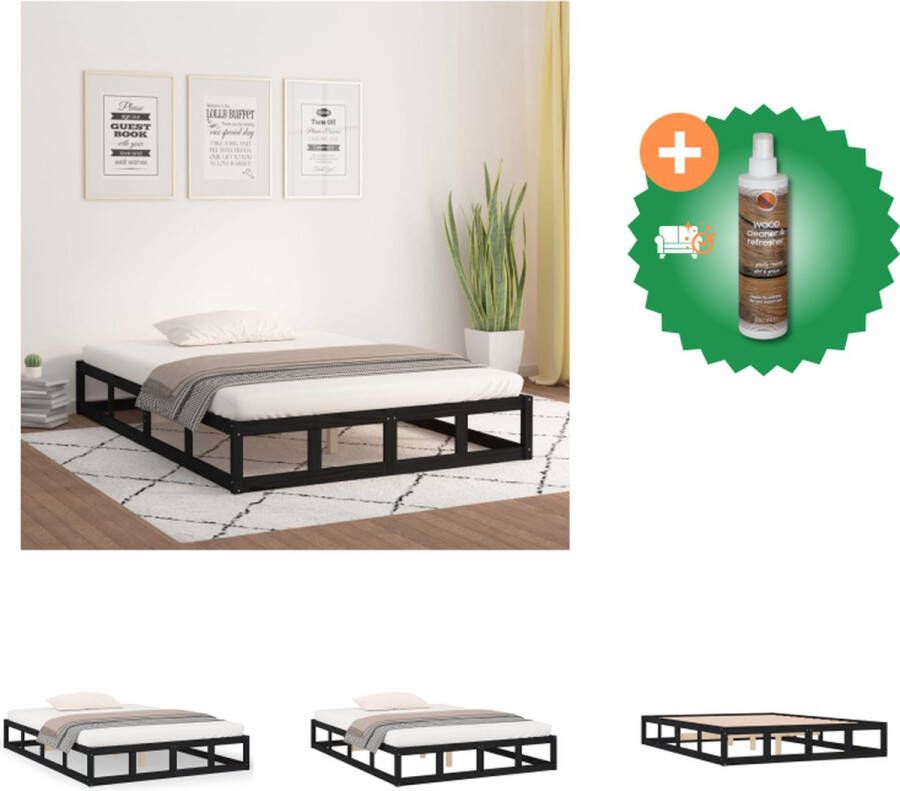 VidaXL Bedframe Houten bedframe 195.5 x 140.5 x 69.5 cm Zwart Geschikt voor matras van 135 x 190 cm Stabiel en comfortabel Inclusief hoofdeind Montage vereist Bed Inclusief Houtreiniger en verfrisser - Foto 14