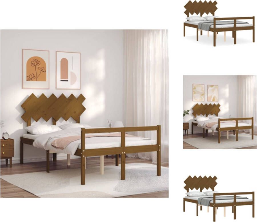VidaXL Seniorenbed Seniorenbedden Senioren Bed Bedframe Seniorenbed met hoofdbord massief hout honingbruin - Foto 2