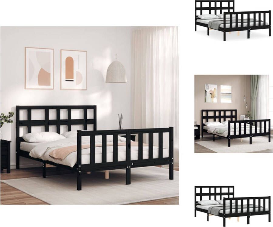 VidaXL Bedframe Massief grenenhout 195.5 x 145.5 cm Zwarte kleur Bed