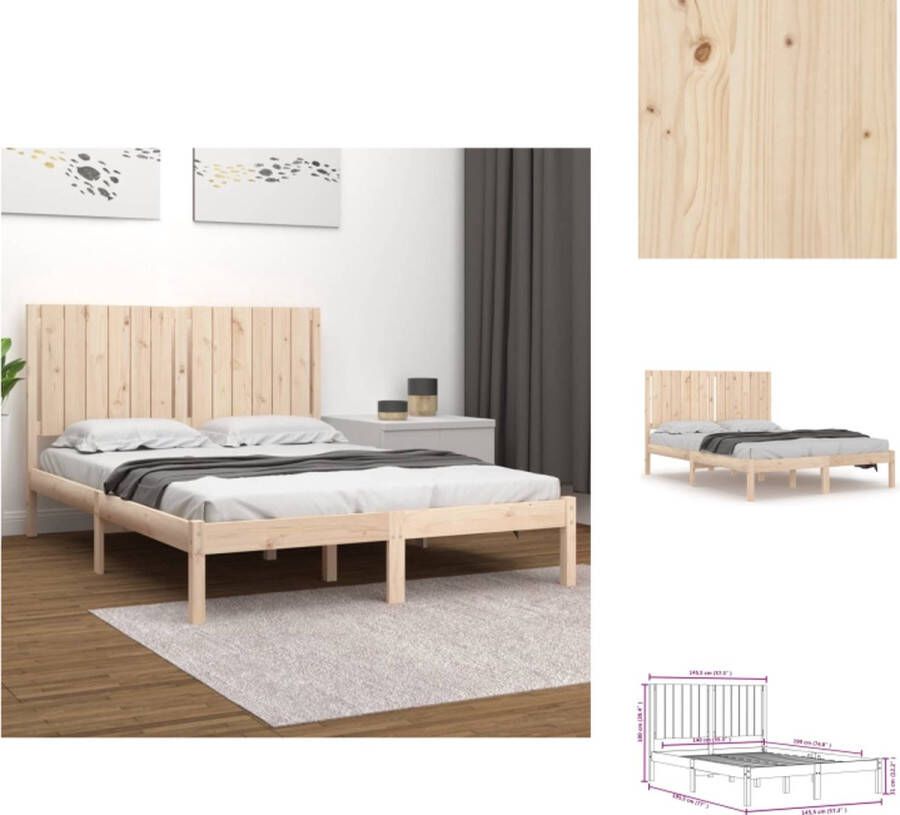 vidaXL Bedframe Massief grenenhout 195.5 x 145.5 x 31 cm Modern houten ontwerp Bed