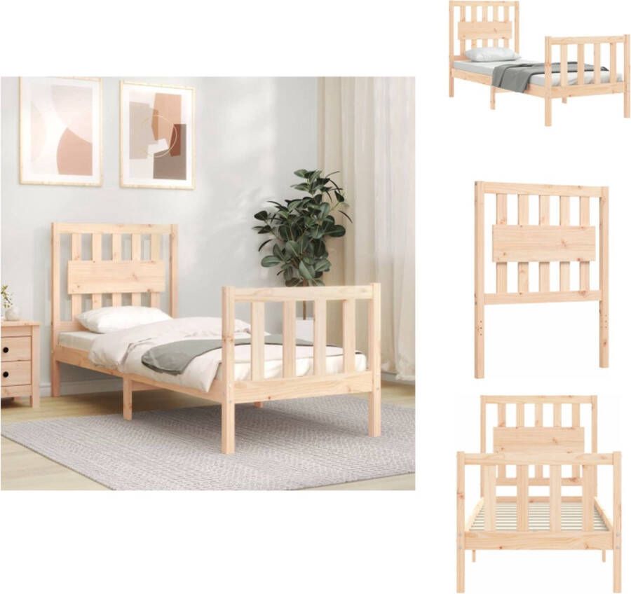 VidaXL Bedframe Massief grenenhout 195.5 x 80.5 x 100 cm Multiplex lattenbodem Bed