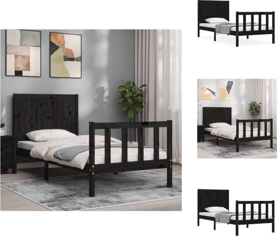 VidaXL Bedframe Massief grenenhout 195.5 x 80.5 x 100 cm Zwarte kleur Bed