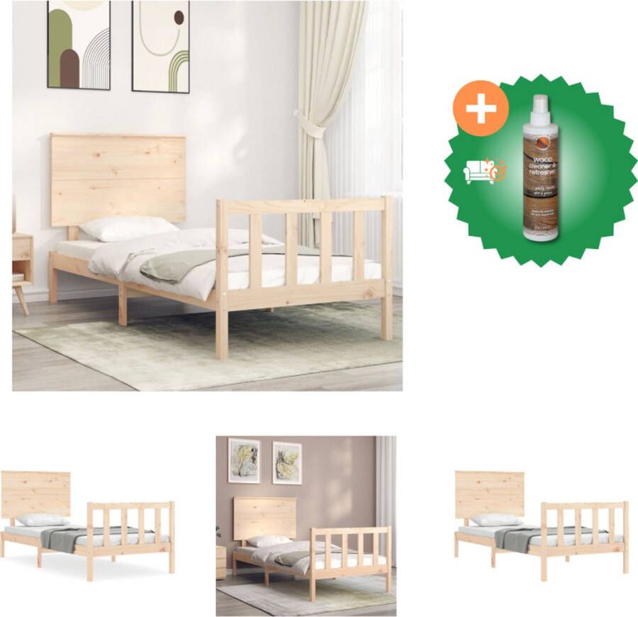 VidaXL Bedframe Massief Grenenhout 195.5 x 80.5 x 82.5 cm Multiplex Lattenbodem Bed Inclusief Houtreiniger en verfrisser