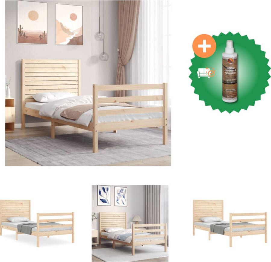 VidaXL Bedframe Massief Grenenhout 195.5 x 95.5 x 100 cm Multiplex lattenbodem Bed Inclusief Houtreiniger en verfrisser