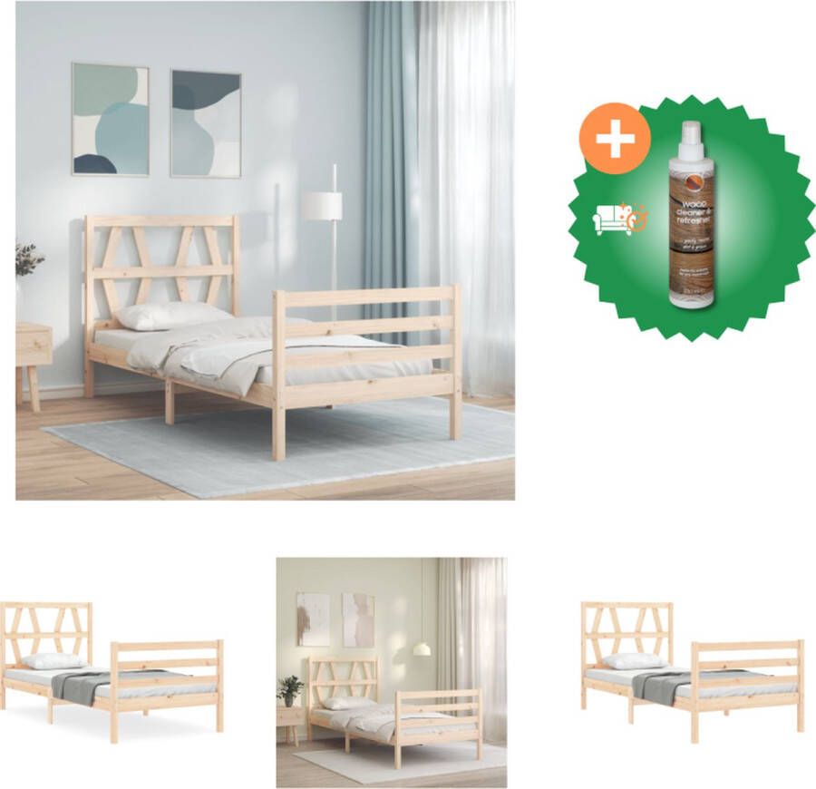 VidaXL Bedframe Massief grenenhout 195.5 x 95.5 x 100 cm Multiplex lattenbodem Bed Inclusief Houtreiniger en verfrisser - Foto 1