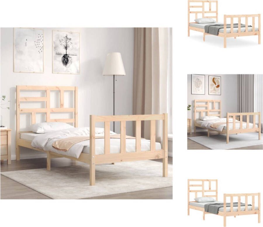 VidaXL Bedframe Bedframes Bed Eenpersoonsbed Bedframe met hoofdbord massief hout 3FT Single - Foto 3