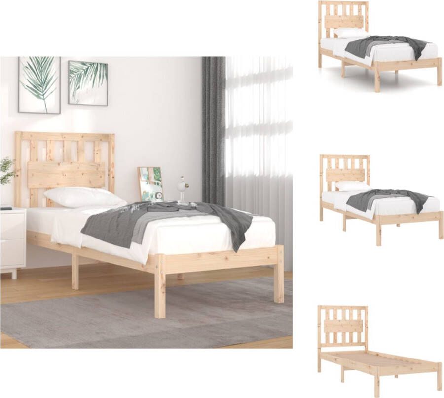 VidaXL Bedframe Massief Grenenhout 195.5 x 95.5 x 31 cm Hoofdeinde Montage vereist Bed - Foto 6