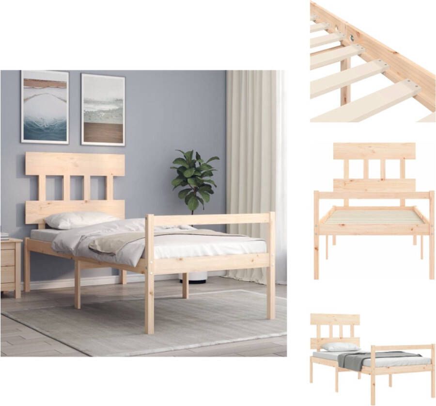 VidaXL bedframe Massief grenenhout 195.5 x 95.5 x 81 cm multiplex lattenbodem Bed