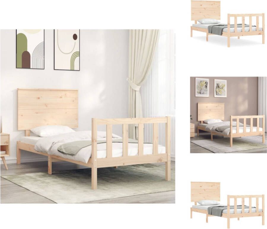 VidaXL Bedframe Massief Grenenhout 195.5 x 95.5 x 82.5 cm Multiplex lattenbodem Functioneel hoofd- en voeteneinde Bed - Foto 3