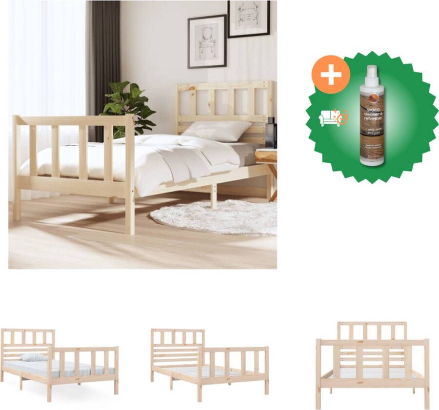 VidaXL Bedframe Grenenhout onbekend Meubels 195.5 x 96 x 100 cm Rustieke uitstraling Bed Inclusief Houtreiniger en verfrisser