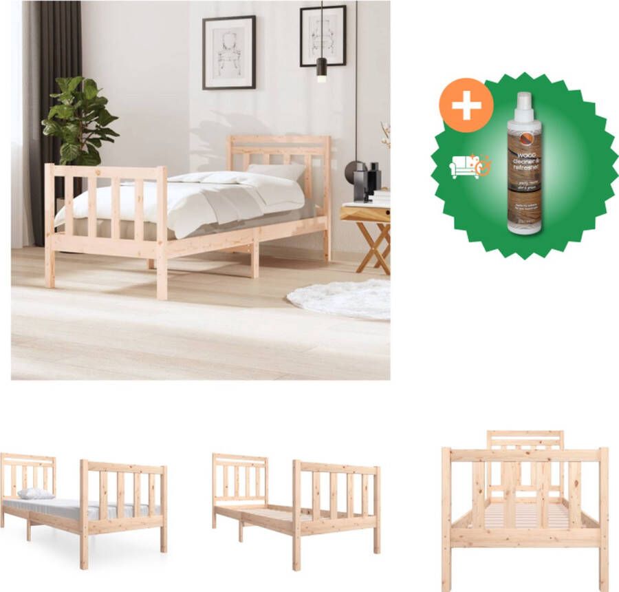 VidaXL Houten Bedframe Grenenhout Eenpersoons 195.5 x 81 x 104 cm Stabiel en Stijlvol Geschikt voor 75 x 190 cm Matras Montage vereist Inclusief Hoofdeind en Voeteneind Bed Inclusief Houtreiniger en verfrisser