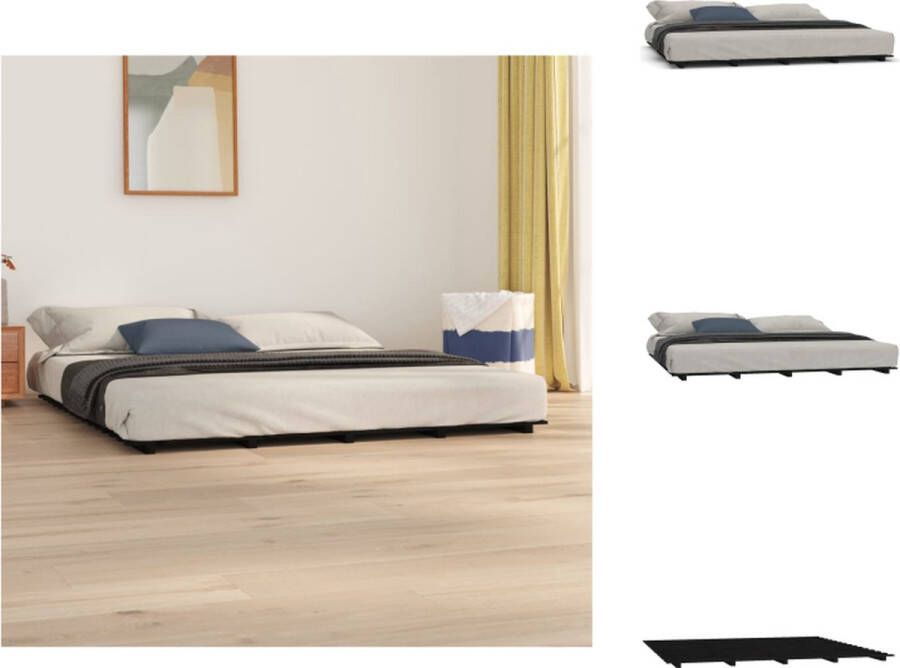 VidaXL Bedframe Bedframes Bed Bedbodem Bedframe massief grenenhout zwart 200x200 cm