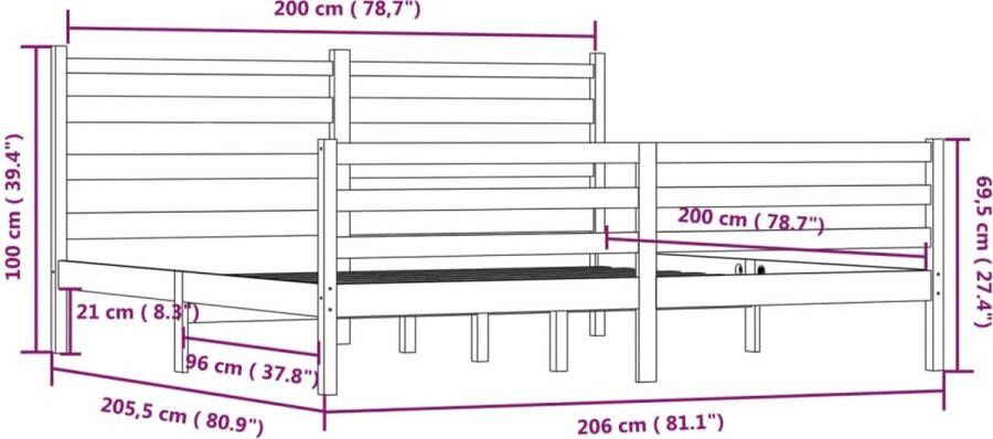 VidaXL -Bedframe-massief-grenenhout-200x200-cm - Foto 2