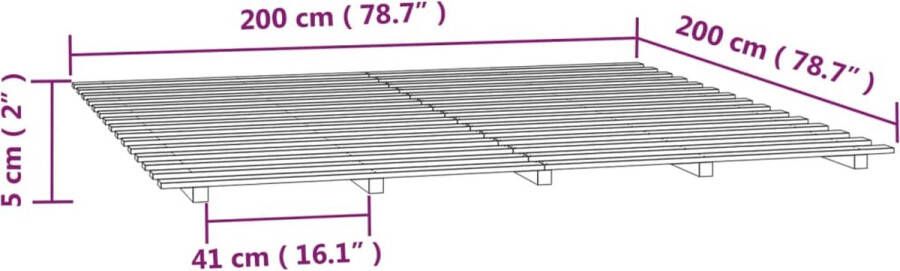 VidaXL -Bedframe-massief-grenenhout-200x200-cm