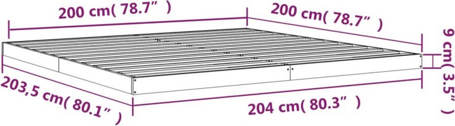 VidaXL -Bedframe-massief-grenenhout-200x200-cm