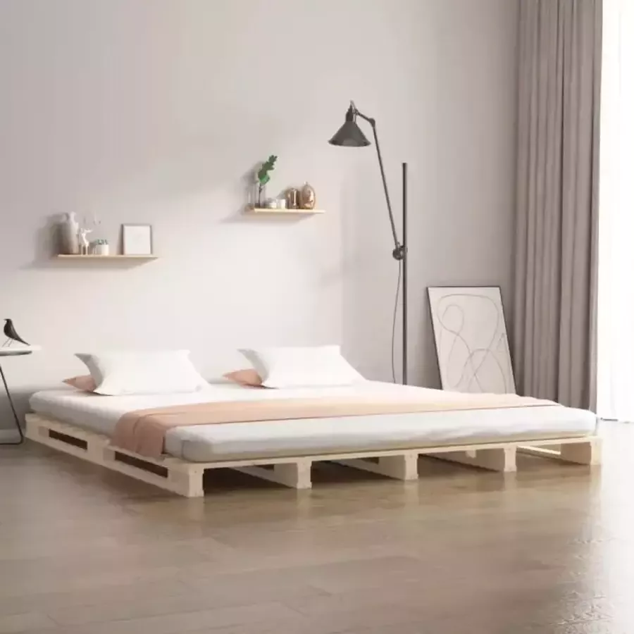 VidaXL -Palletbed-massief-grenenhout-200x200-cm