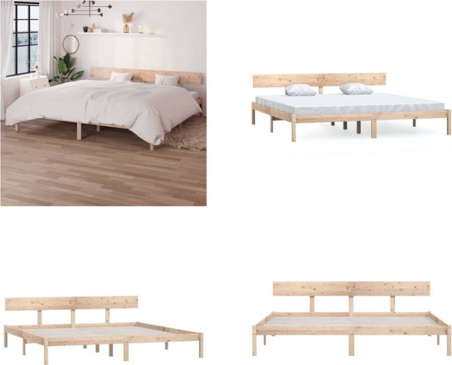 VidaXL Bedframe zonder matras massief hout 200x200 cm Bedframe Bedframes Bed Bedbodem - Foto 2