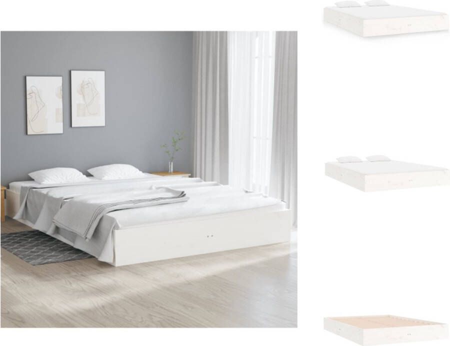 VidaXL Bedframe Massief grenenhout 203 x 152.5 x 23 cm Wit 150 x 200 cm (5FT King Size) Montage vereist Bed