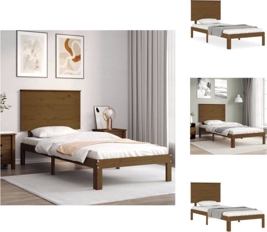 VidaXL Bedframe Massief grenenhout 203.5 x 103.5 x 82.5 cm Multiplex lattenbodem Bed