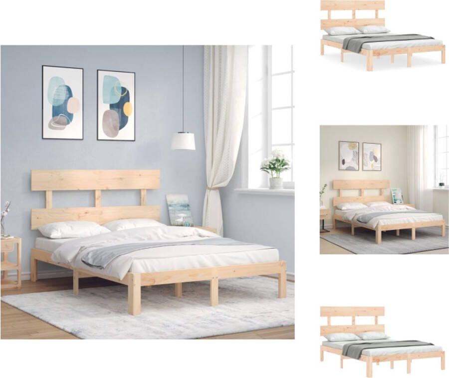 VidaXL Bedframe Massief grenenhout 203.5 x 123.5 x 81 cm Multiplex lattenbodem Bed