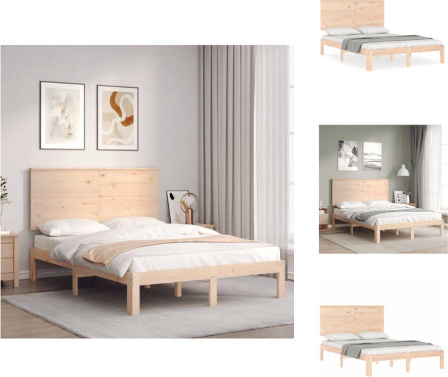 VidaXL Bedframe Massief grenenhout 203.5 x 123.5 x 82.5 cm Inclusief multiplex lattenbodem Bed - Foto 1