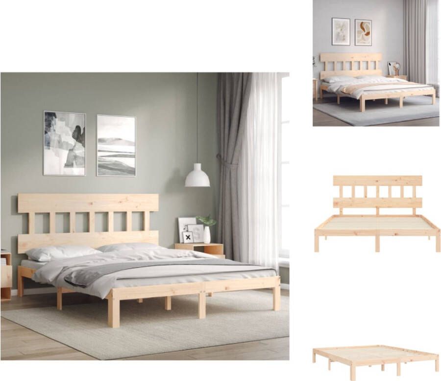 VidaXL Bedframe Bedframes Bed Tweepersoonsbed Bedframe met hoofdbord massief hout 5 FT King Size