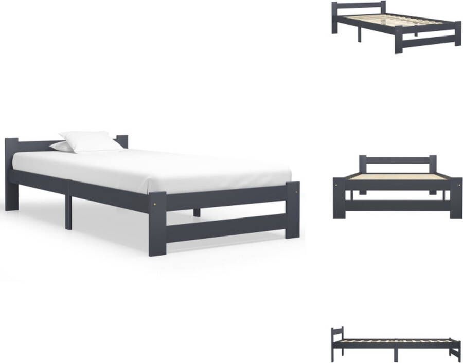 VidaXL Bedframe Bed Frame Bed Frames Bedframe massief grenenhout donkergrijs 90x200 cm