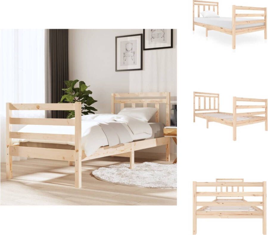VidaXL Bedframe Bedframes Eenpersoonsbed Bed Bedframe massief hout 90x200 cm - Foto 2