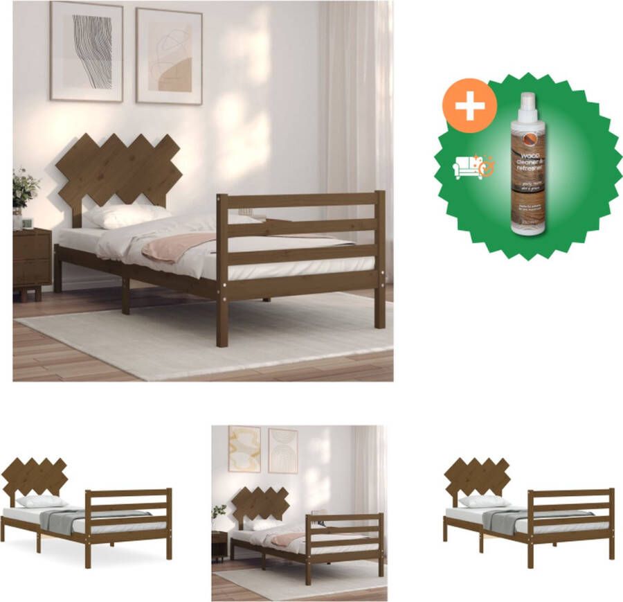 VidaXL Bedframe Massief Grenenhout 205.5 x 105.5 x 81 cm Honingbruin Bed Inclusief Houtreiniger en verfrisser