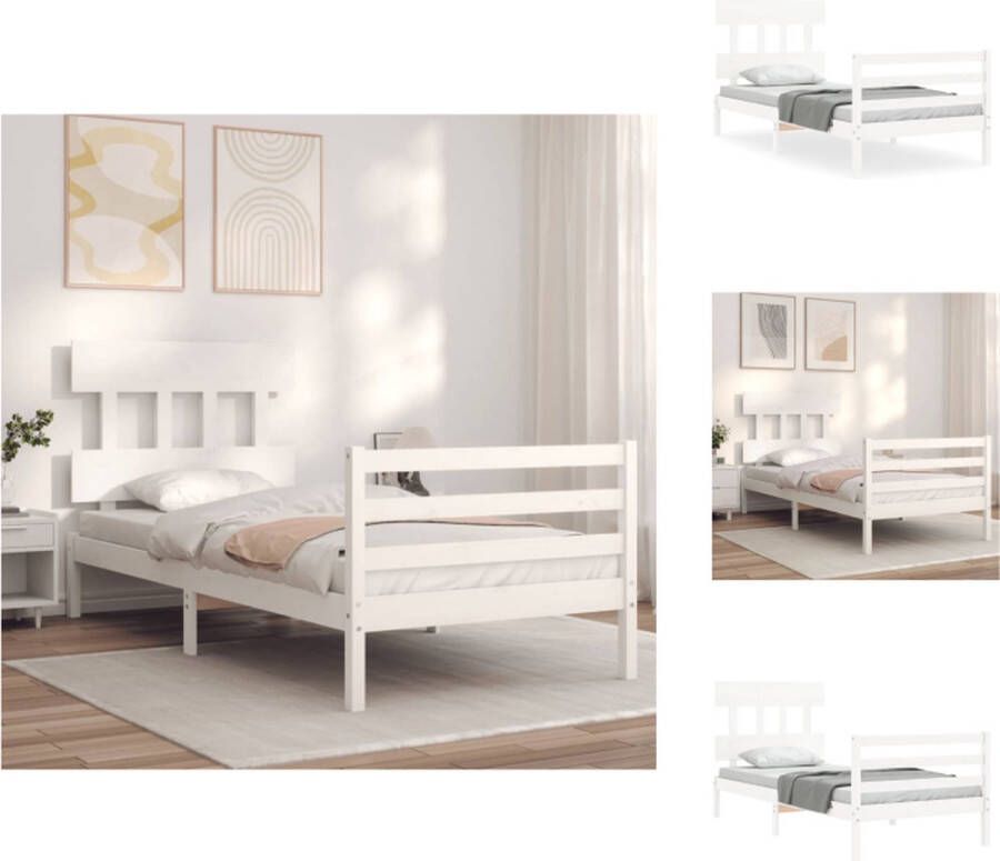 VidaXL Bedframe Bedframes Bed Eenpersoonsbed Bedframe zonder matras massief grenenhout wit 140x200 cm - Foto 12