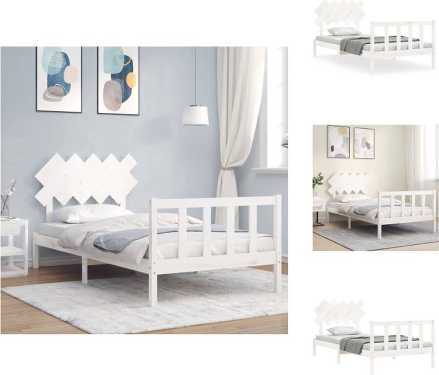 VidaXL Bedframe Bedframes Bed Eenpersoonsbed Bedframe zonder matras massief grenenhout wit 140x200 cm - Foto 4