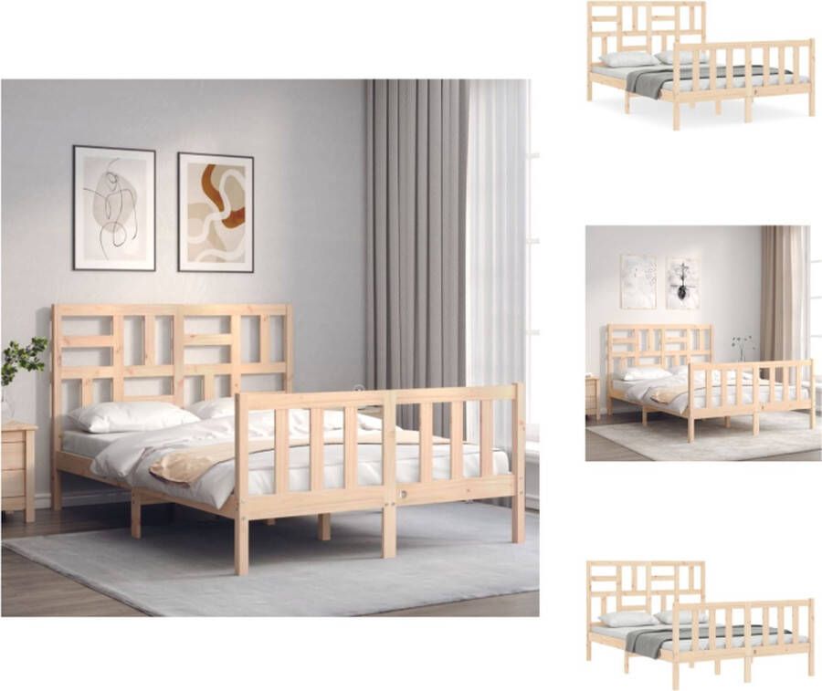 VidaXL Bedframe Massief grenenhout 205.5 x 125.5 x 104 cm Multiplex lattenbodem Bed
