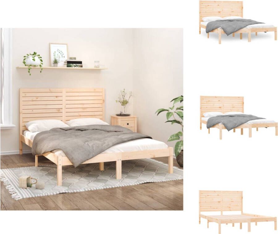 VidaXL Bedframe Massief Grenenhout 205.5 x 126 x 100 cm Tijdloos Ontwerp Bed