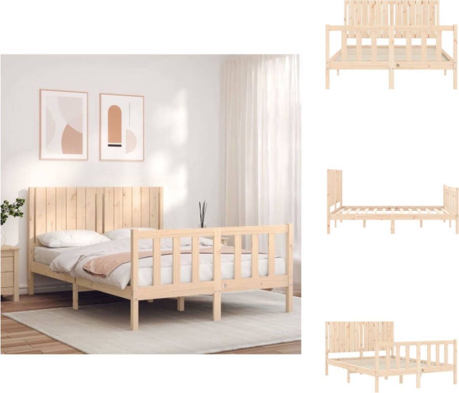 VidaXL Bedframe Bedframes Bed Tweepersoonsbed Bedframe zonder matras massief grenenhout 140x200 cm - Foto 2