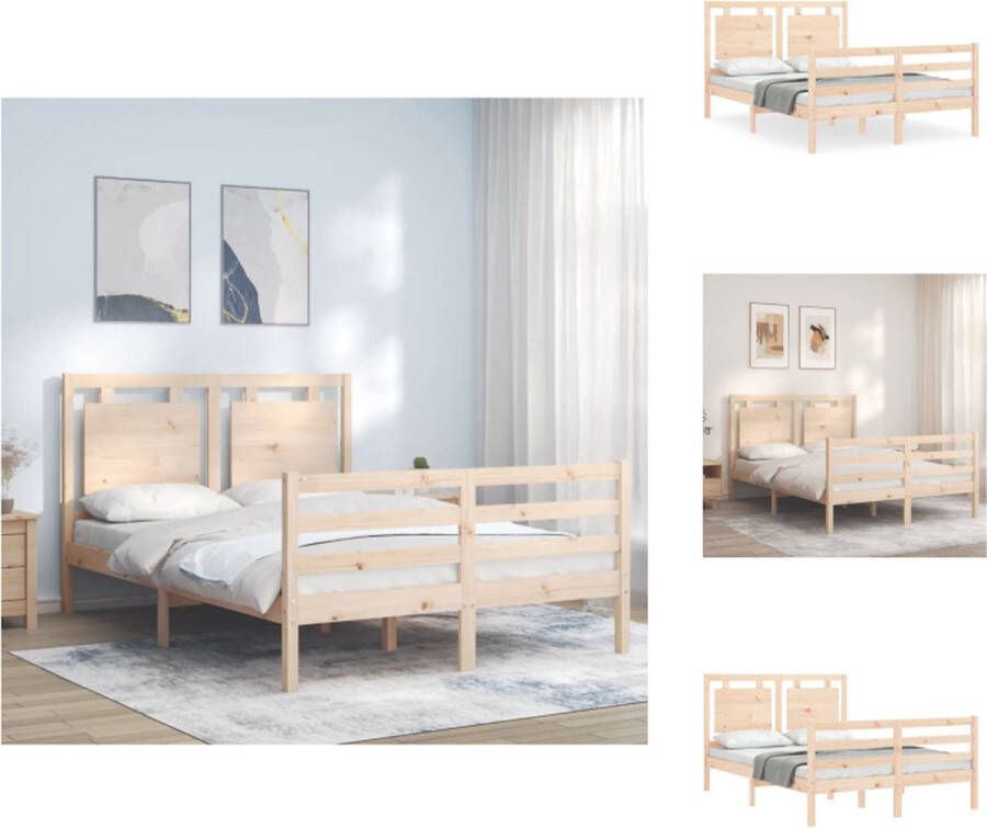 VidaXL Bedframe Massief Grenenhout 205.5 x 145.5 x 100 cm Multiplex Lattenbodem Functioneel Hoofd- en Voeteneinde Montage vereist Bed - Foto 3