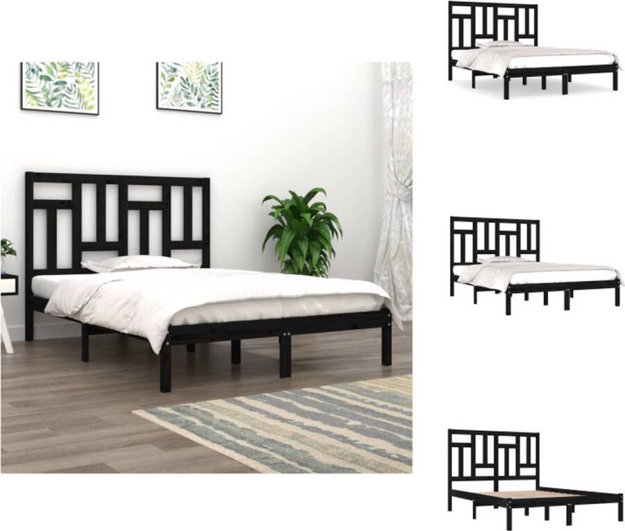 VidaXL Bedframe Massief grenenhout 205.5 x 145.5 x 31 cm Zwarte kleur Bed