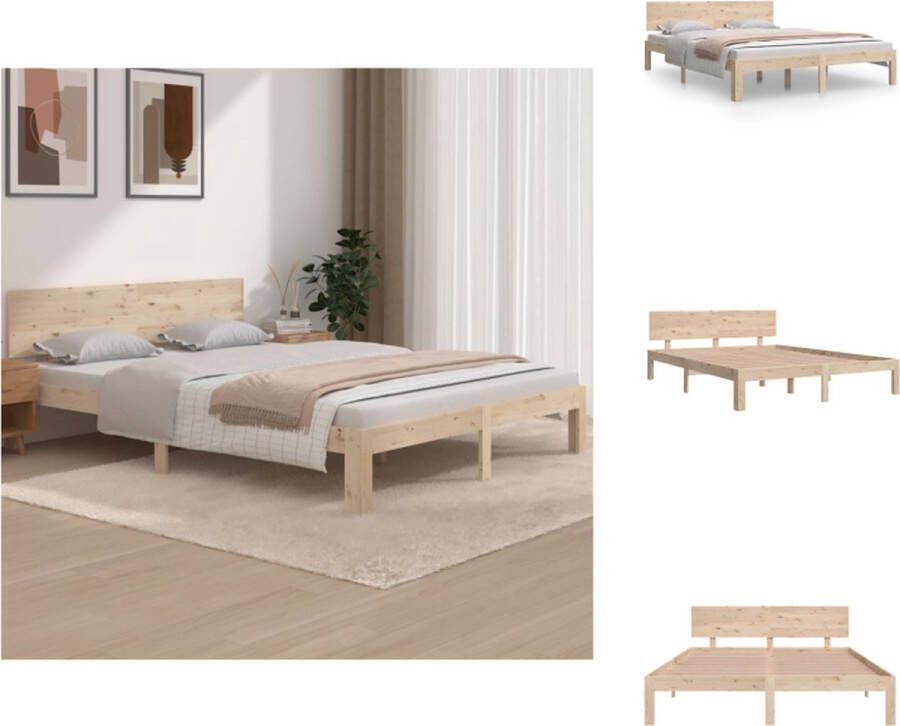VidaXL Bedframe Massief Grenenhout 205.5 x 153.5 x 69.5 cm Onbehandeld Geschikt voor 150 x 200 cm Matras Montage vereist Bed - Foto 15