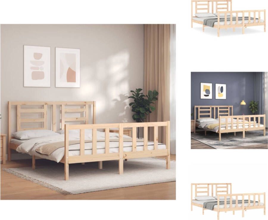 VidaXL Bedframe Bedframes Bed Tweepersoonsbed Bedframe met hoofdbord massief hout 5 FT King Size