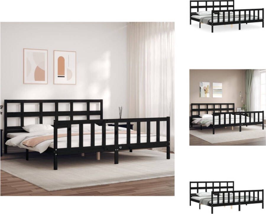 VidaXL Bedframe Massief grenenhout 205.5 x 185.5 x 100 cm 180 x 200 cm matras Zwart Bed