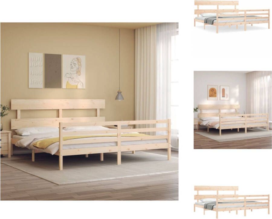 VidaXL Bedframe Massief Grenenhout 205.5 x 205.5 x 81 cm Multiplex lattenbodem Bed