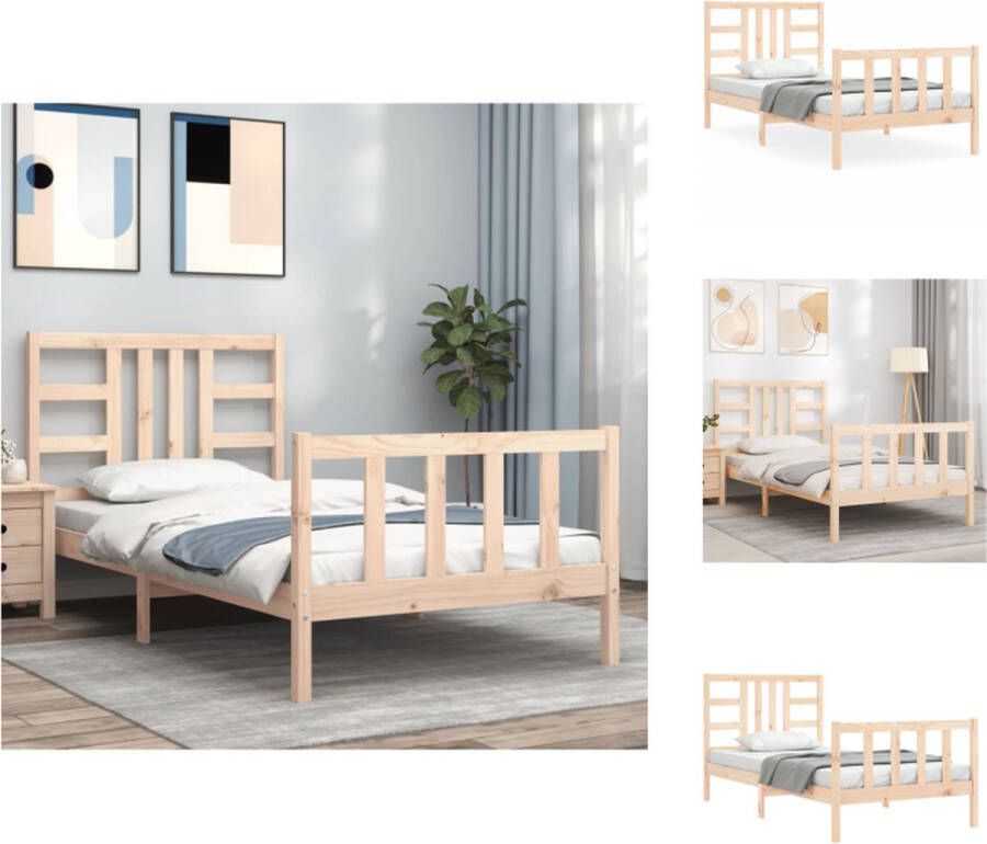 VidaXL Massief Grenenhouten Bedframe 205.5 x 95.5 x 100 cm Multiplex Lattenbodem Functioneel hoofd- en voeteneinde Matras niet inbegrepen Bed - Foto 3