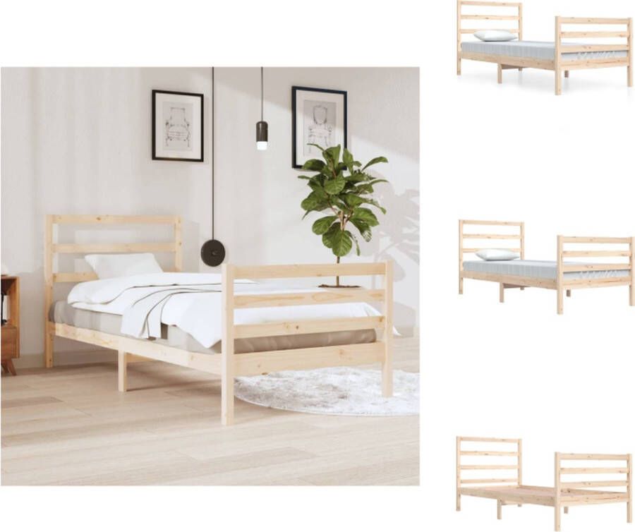 VidaXL Bedframe Massief Grenenhout 205.5 x 95.5 x 100 cm Rustiek ken Matras apart verkrijgbaar Bed - Foto 2
