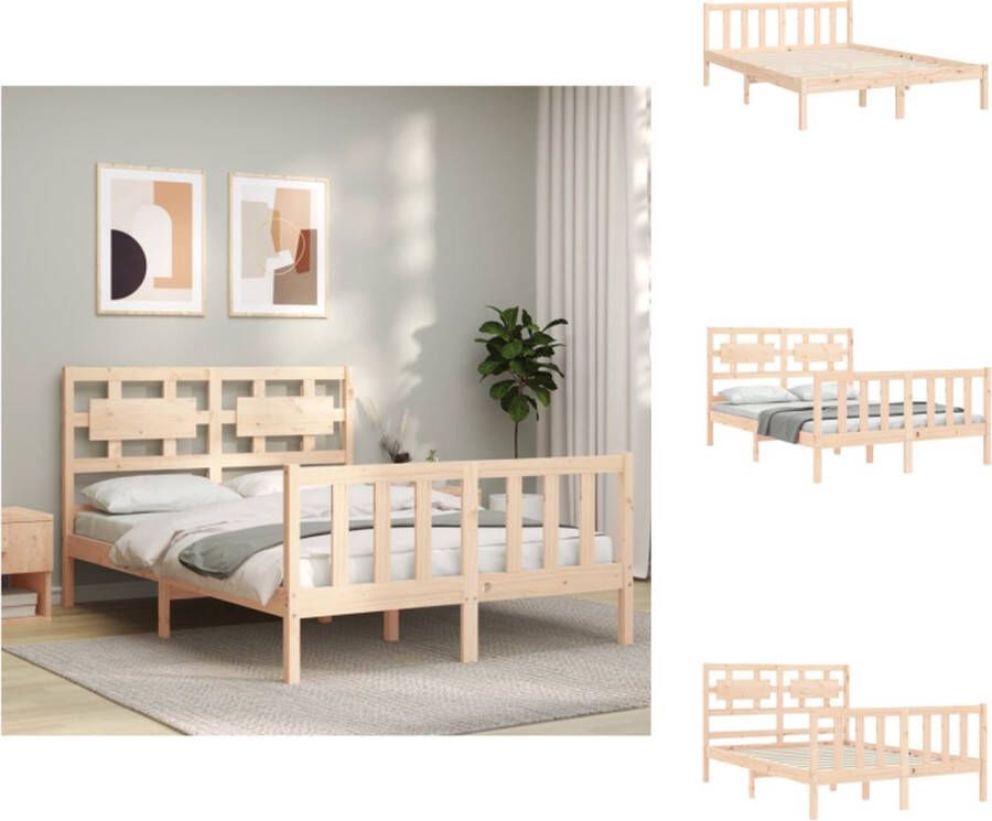 VidaXL Bedframe Bedframes Bed Tweepersoonsbed Bedframe zonder matras massief grenenhout 140x200 cm - Foto 2