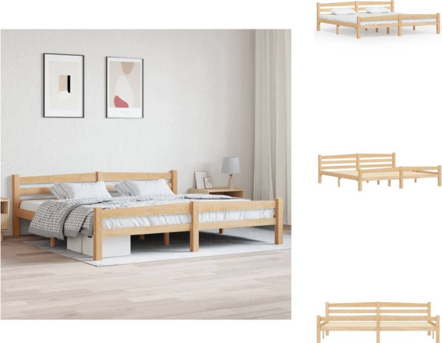 VidaXL Bedframe Massief grenenhout 206 x 206 x 66 cm Geschikt voor 200 x 200 cm matras Montage vereist Bed