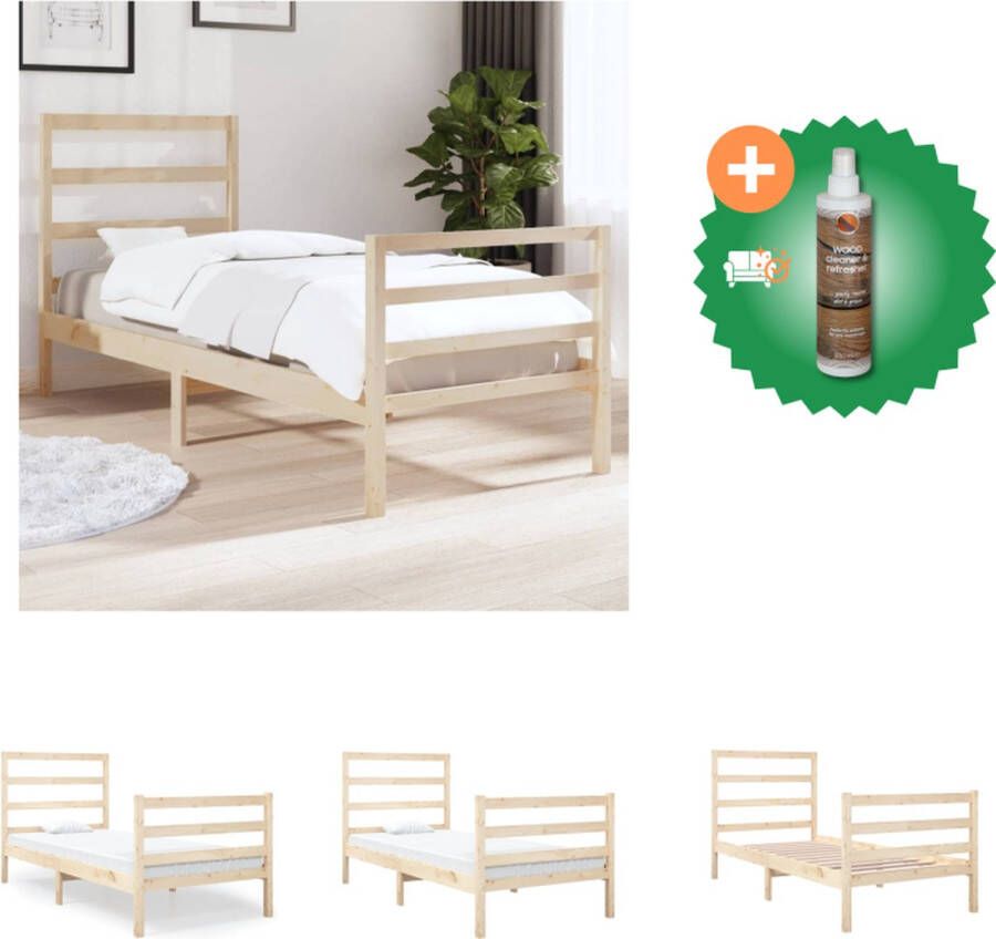 VidaXL Houten Bedframe Modern Slaapkamer 195.5 x 80.5 x 69.5 cm Massief grenenhout Bed Inclusief Houtreiniger en verfrisser