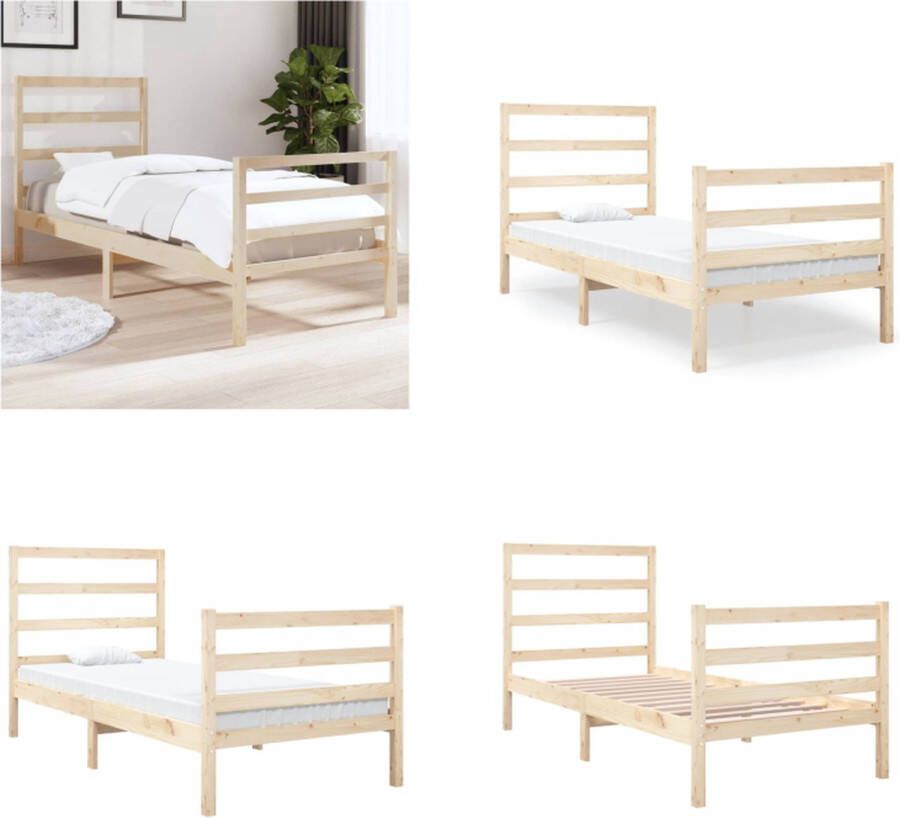 VidaXL Bedframe massief grenenhout 75x190 cm 2FT6 Small Single Bedframe Bedframes Eenpersoonsbed Bed