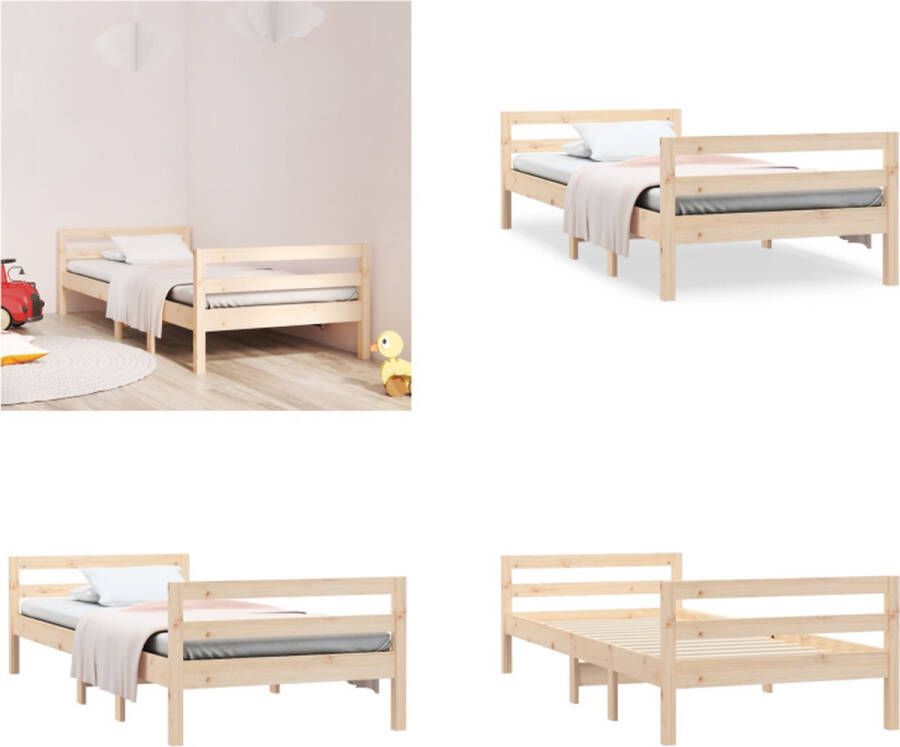 VidaXL Bedframe massief grenenhout 75x190 cm Bedframe Eenpersoonsbed Bed