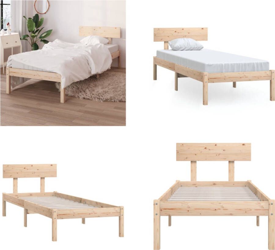 VidaXL Bedframe massief grenenhout 75x190 cm UK Small Single Bedframe Bedframes Bed Bedbodem - Foto 2